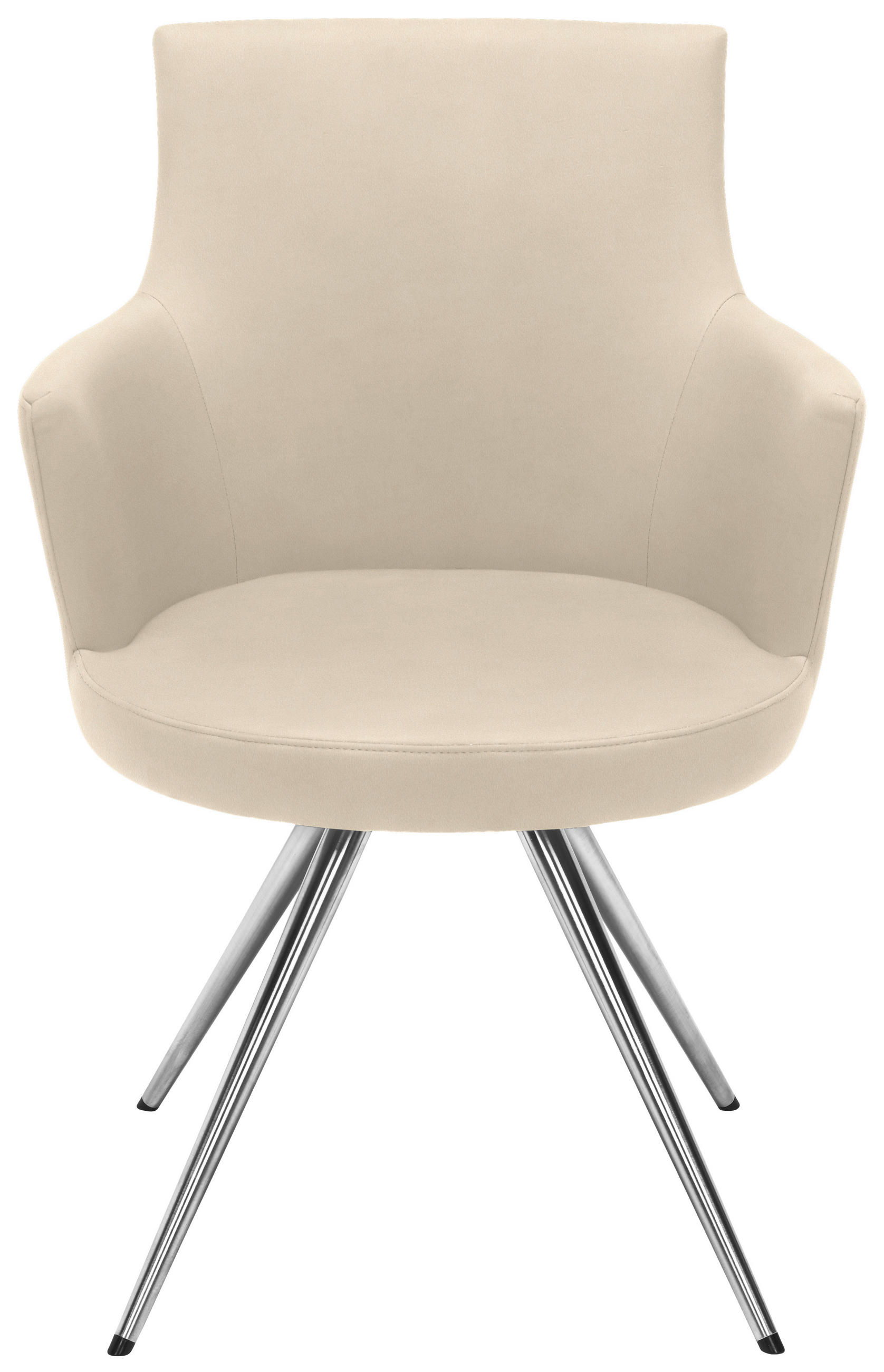 ARMLEHNSTUHL  in Stahl Lederlook, Mikrofaser  - Edelstahlfarben/Beige, Design, Textil/Metall (60/87/62cm) - Venjakob