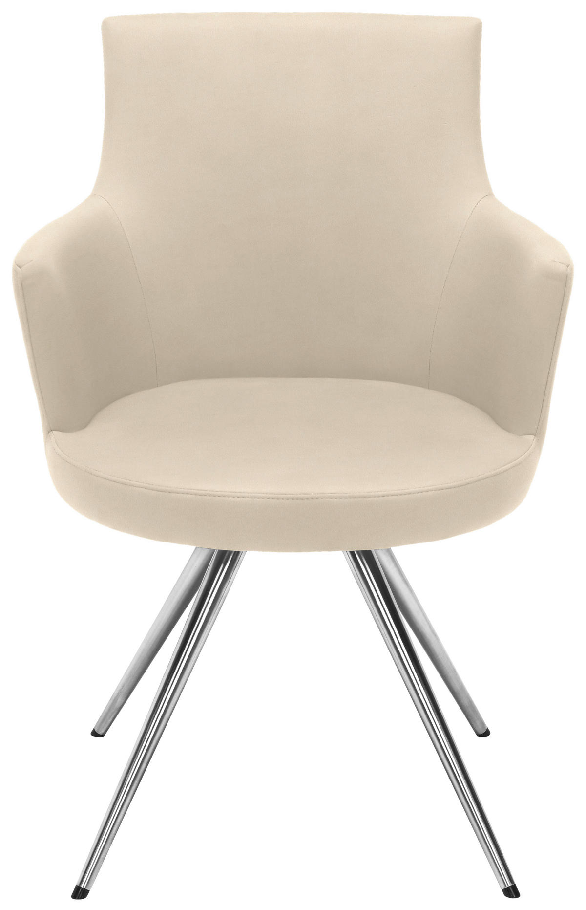 ARMLEHNSTUHL  in Stahl Lederlook, Mikrofaser  - Edelstahlfarben/Beige, Design, Textil/Metall (60/87/62cm) - Venjakob