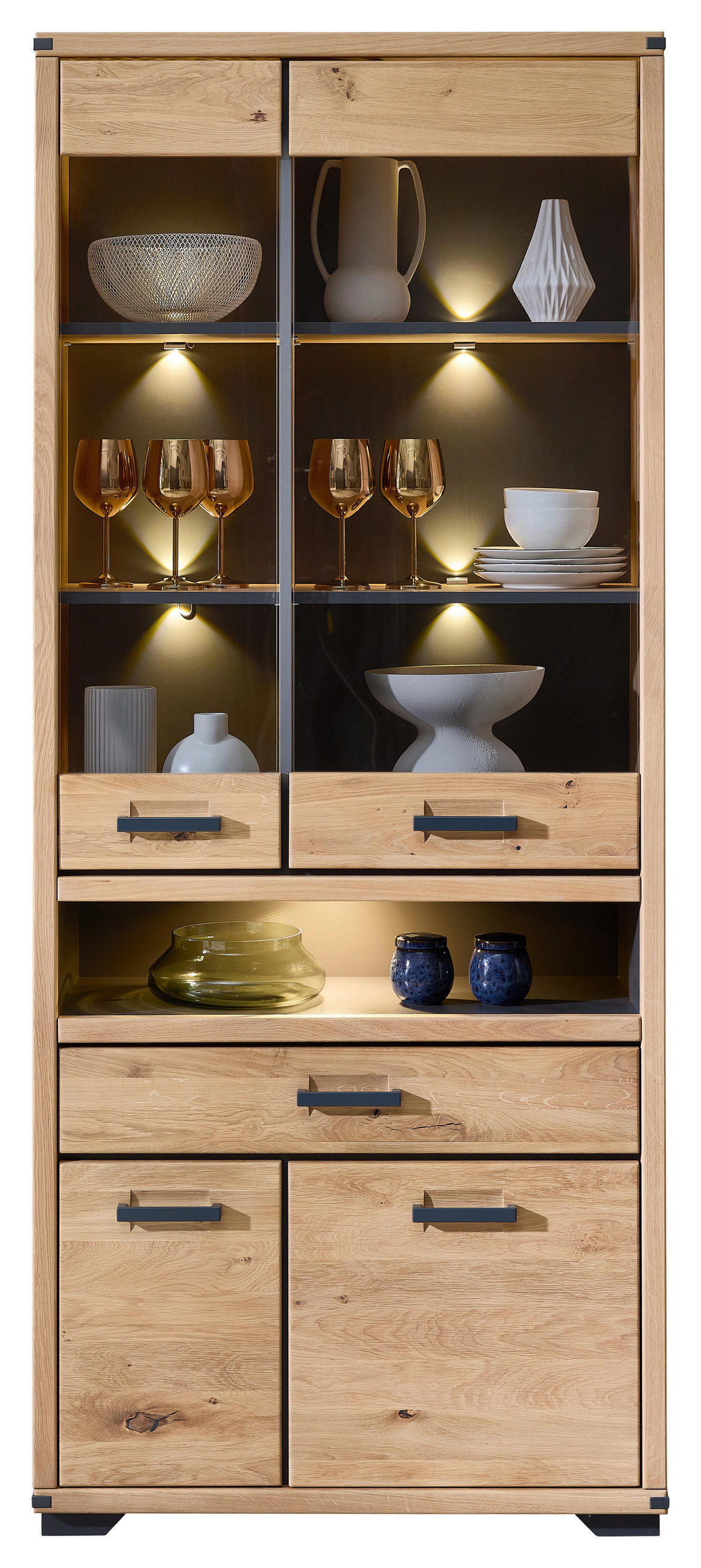 VITRINE  in Eiche Eiche Artisan - Graphitfarben/Eiche Artisan, Design, Holz/Holzwerkstoff (85/204/38cm) - Livetastic