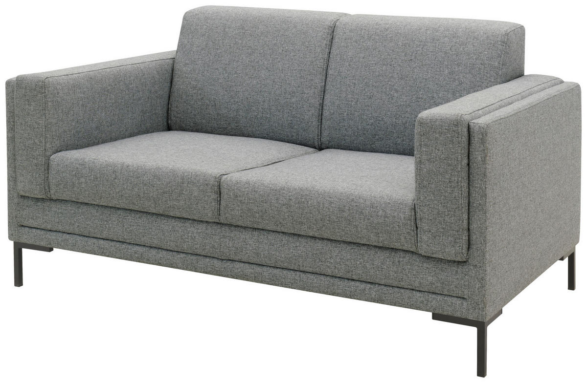 2-SITZER-SOFA in Webstoff Grau  - Silberfarben/Schwarz, Design, Textil/Metall (155/82/90cm) - LOOKS by W.Joop