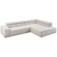 ECKSOFA in Cord Silberfarben, Hellgrau  - Silberfarben/Hellgrau, Design, Kunststoff/Textil (319/215cm) - Hom`in