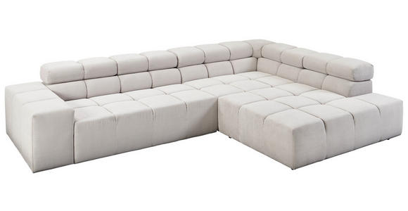 ECKSOFA in Cord Silberfarben, Hellgrau  - Silberfarben/Hellgrau, Design, Kunststoff/Textil (319/215cm) - Hom`in