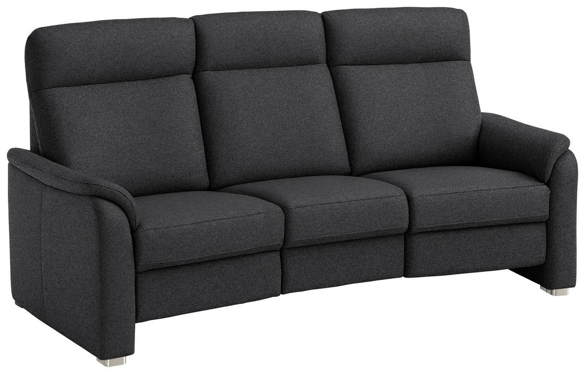 TRAPEZSOFA Flachgewebe Schwarz  - Alufarben/Schwarz, Konventionell, Textil/Metall (218/107/103cm) - Beldomo Comfort
