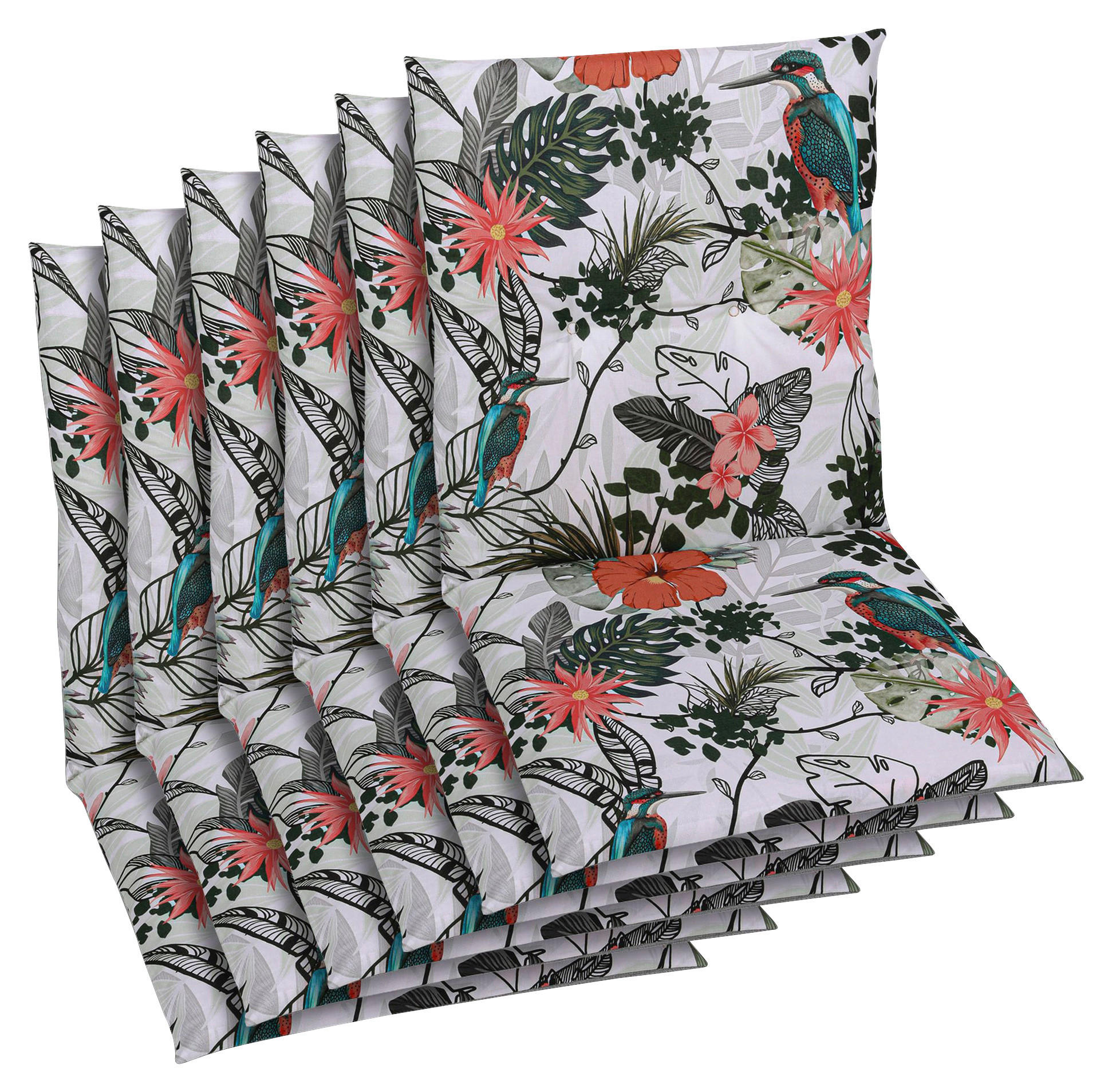 SESSELAUFLAGENSET in Grün, Orange, Hellgrau Floral  - Hellgrau/Orange, Basics, Textil (48/5/98cm)