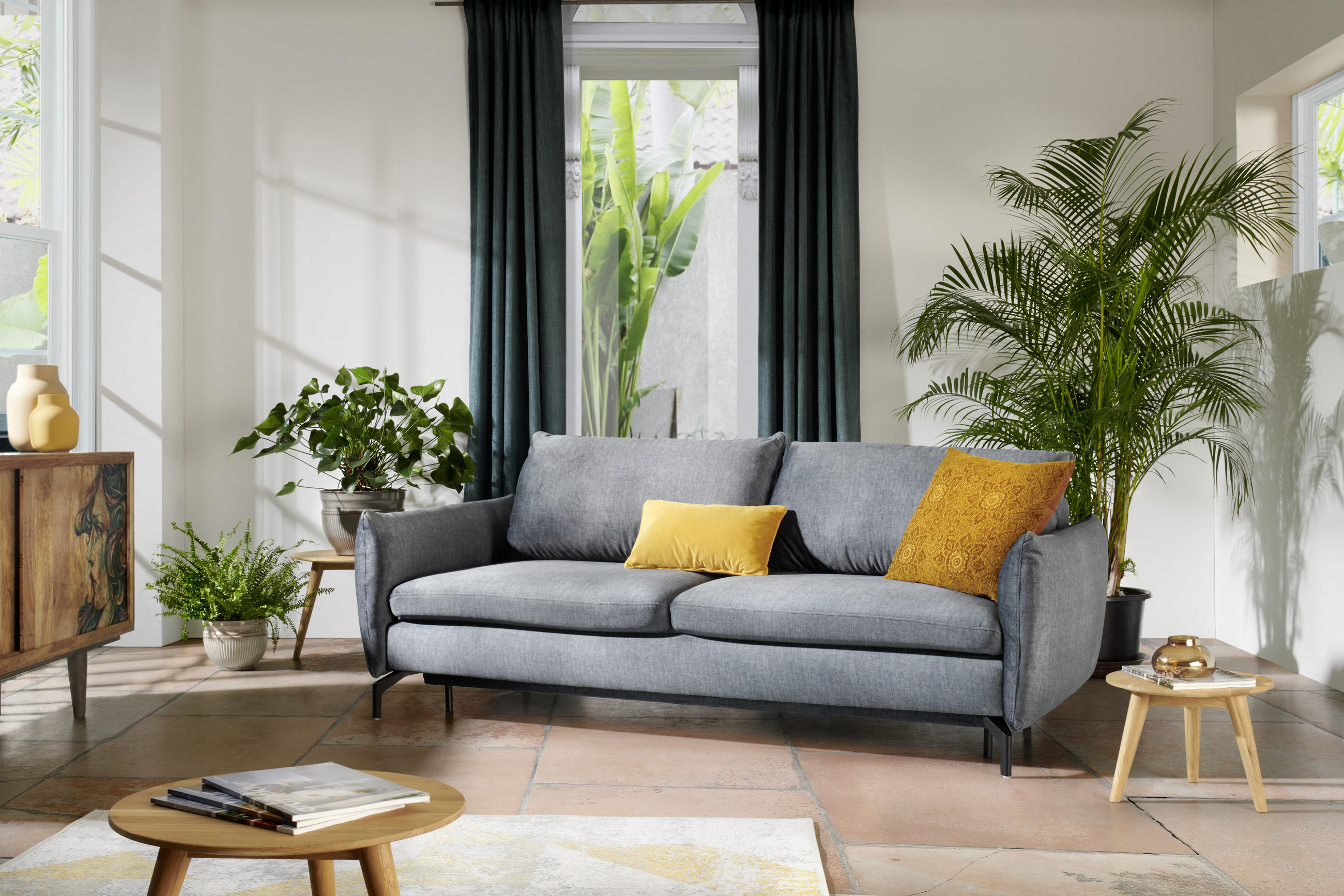 SCHLAFSOFA Grau  - Schwarz/Grau, Design, Textil/Metall (224/89/105cm) - Novel