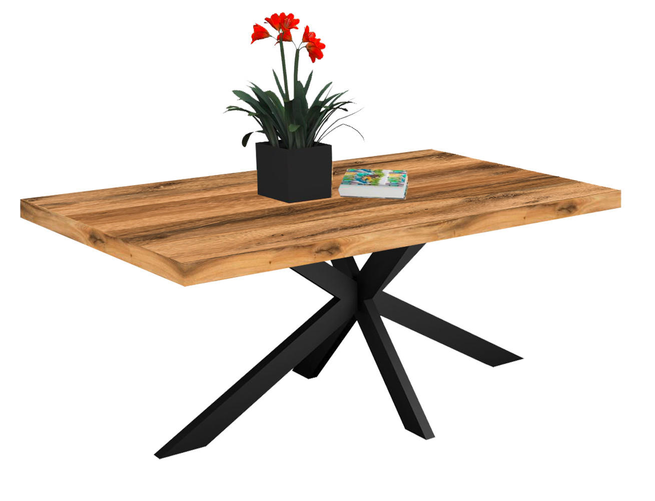 ESSTISCH rechteckig Schwarz, Eichefarben  - Eichefarben/Schwarz, KONVENTIONELL, Holzwerkstoff/Metall (210/100/78,4cm) - Hom`in