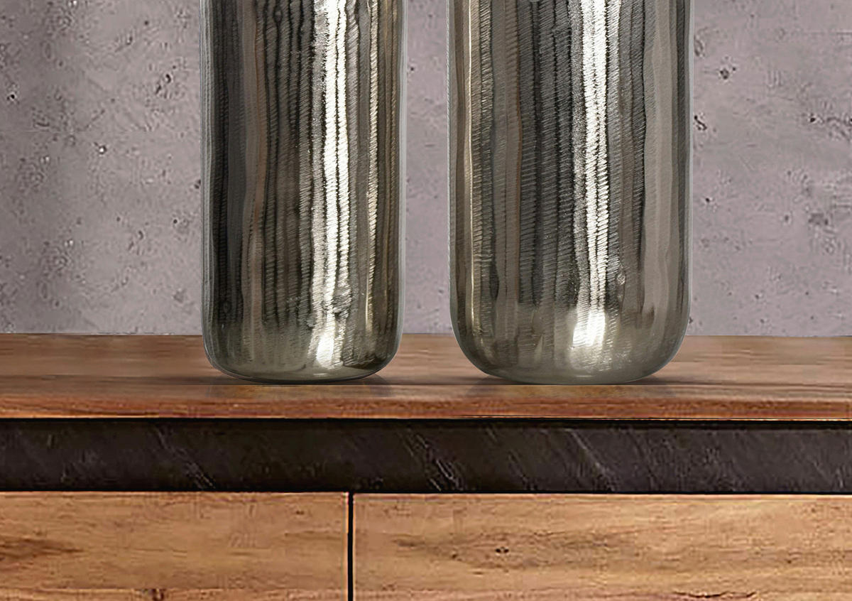 DEKOVASE  - Silberfarben, Design, Metall (16/40,5/16cm) - Livetastic