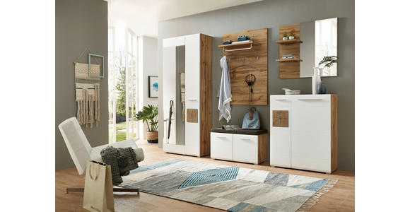 GARDEROBENBANK  in 80/48/37 cm  - Eichefarben/Silberfarben, KONVENTIONELL, Holzwerkstoff/Kunststoff (80/48/37cm) - Voleo