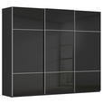 SCHWEBETÜRENSCHRANK 301/223/68 cm 3-türig Schwarz  - Alufarben/Schwarz, KONVENTIONELL, Glas/Holzwerkstoff (301/223/68cm) - Novel