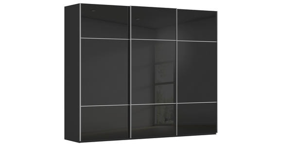 SCHWEBETÜRENSCHRANK 271/223/68 cm 3-türig Schwarz - Alufarben/Schwarz, KONVENTIONELL, Glas/Holzwerkstoff (271/223/68cm) - Novel