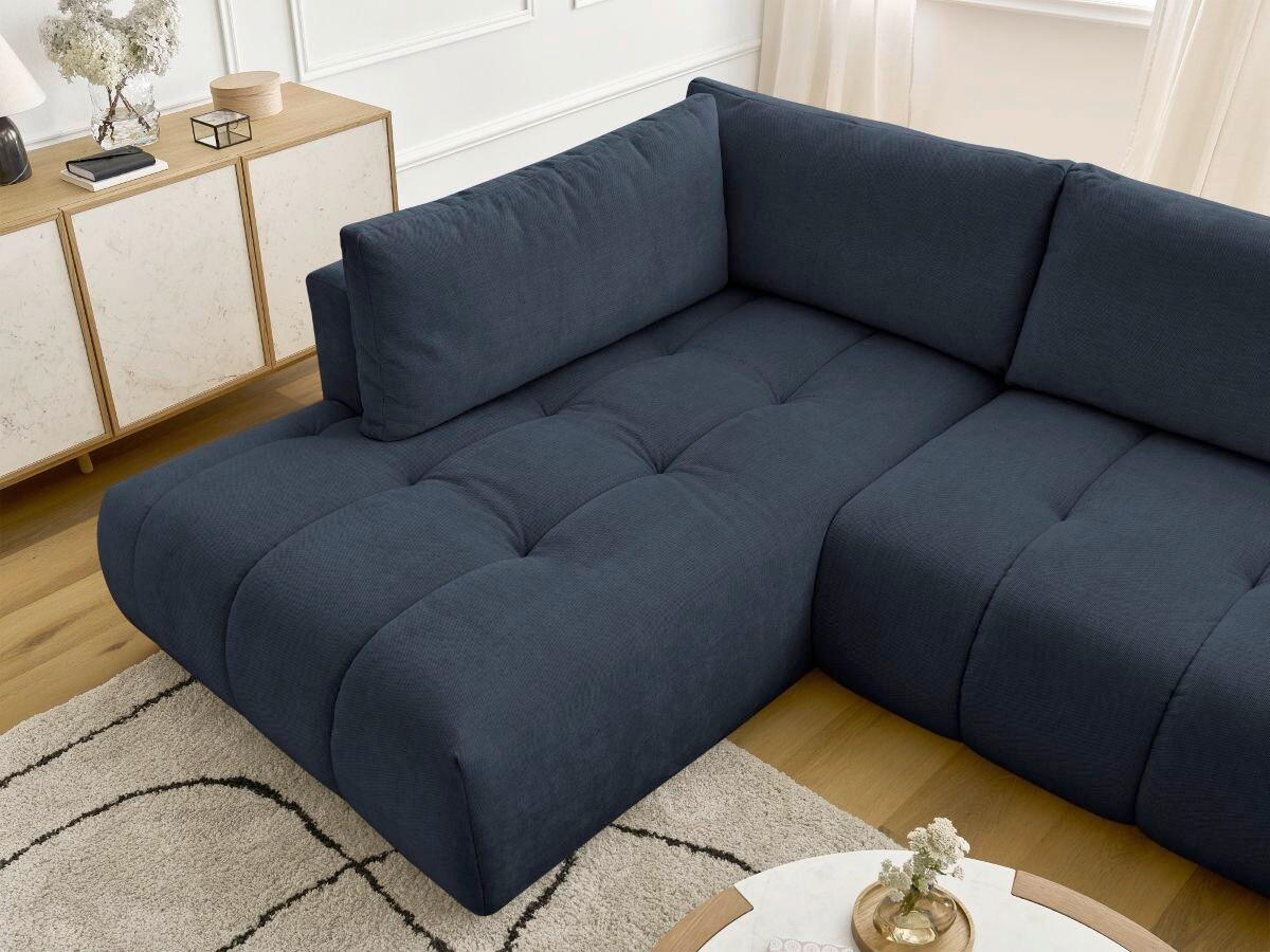 WOHNLANDSCHAFT  FUJI  Dunkelblau Leinenoptik  - Schwarz/Dunkelblau, MODERN, Kunststoff/Textil (204/377/160cm)