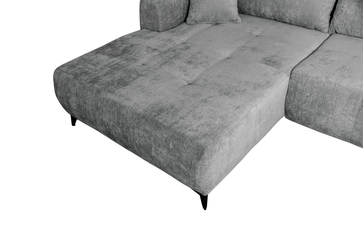 ECKSOFA BELARO Grau Chenille  - Schwarz/Grau, Design, Textil/Metall (177/246cm) - P & B