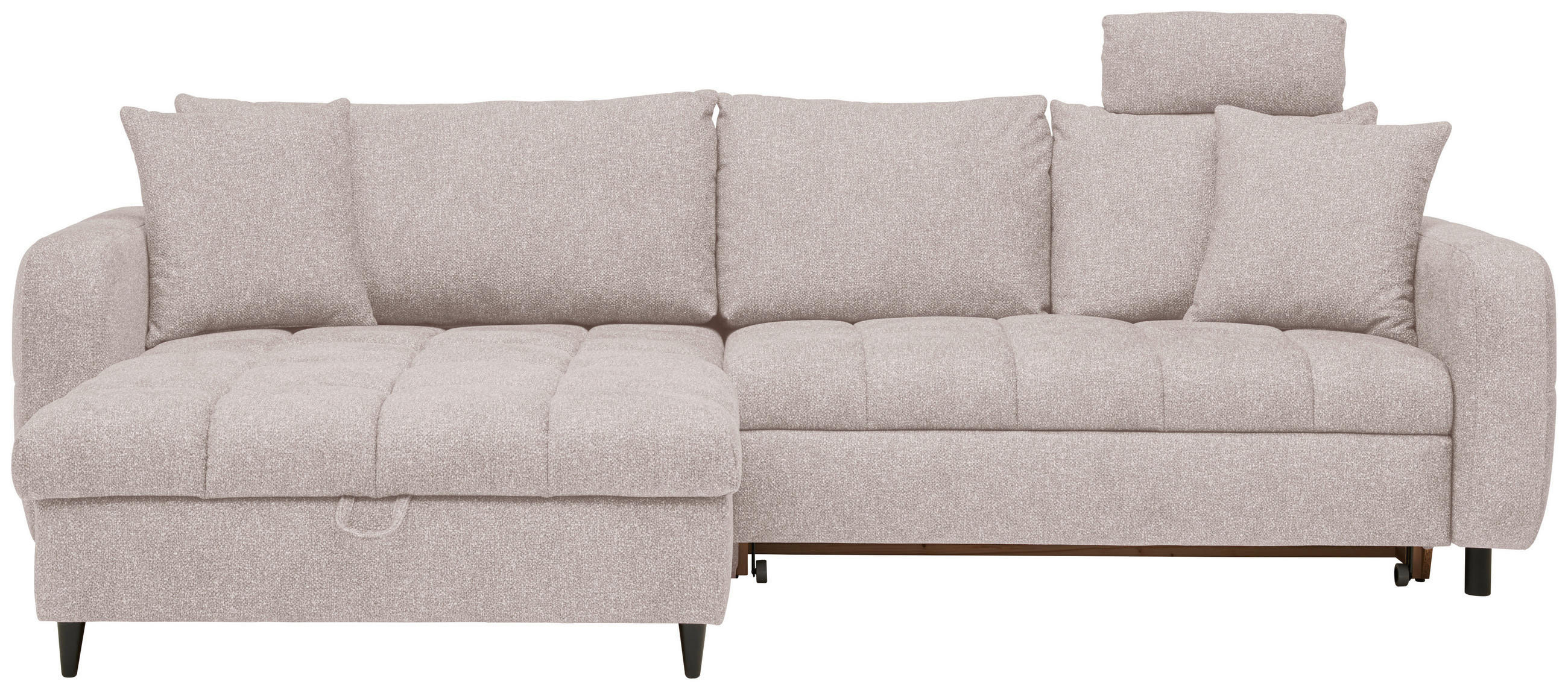 ECKSOFA inkl. Funktionen Greige Velours  - Greige/Schwarz, MODERN, Holz/Textil (282/184cm) - Lomoco