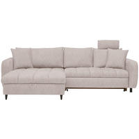 ECKSOFA inkl. Funktionen Greige Velours  - Greige/Schwarz, MODERN, Holz/Textil (282/184cm) - Lomoco