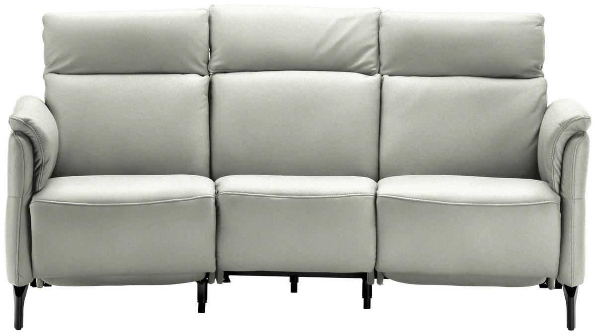 TRAPEZSOFA in Mikrofaser Hellgrau  - Hellgrau/Schwarz, KONVENTIONELL, Textil/Metall (221/103/95cm) - Dieter Knoll