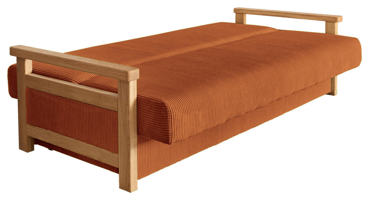 SCHLAFSOFA in Cord Terracotta  - Terracotta/Naturfarben, Design, Holz/Textil (220/90/90cm) - P & B