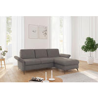 ECKSOFA ROCHELLE E Schlammfarben Flachgewebe  - Schlammfarben/Schwarz, KONVENTIONELL, Textil/Metall (251/164cm) - Sit & More
