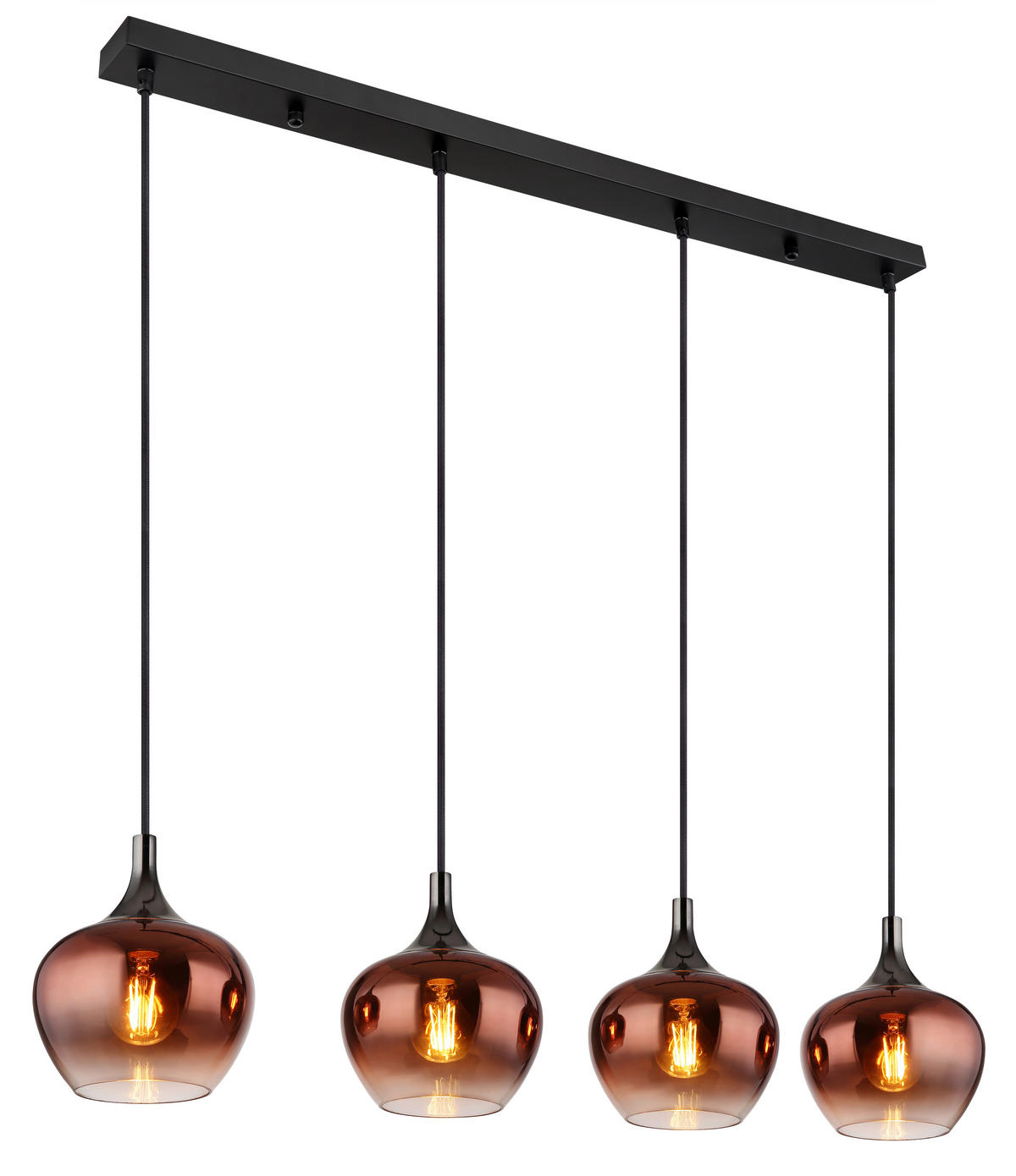 ZÁVĚSNÉ SVÍTIDLO, 100/18/120 cm  - měděné barvy/černá, Design, kov/textil (100/18/120cm) - Globo