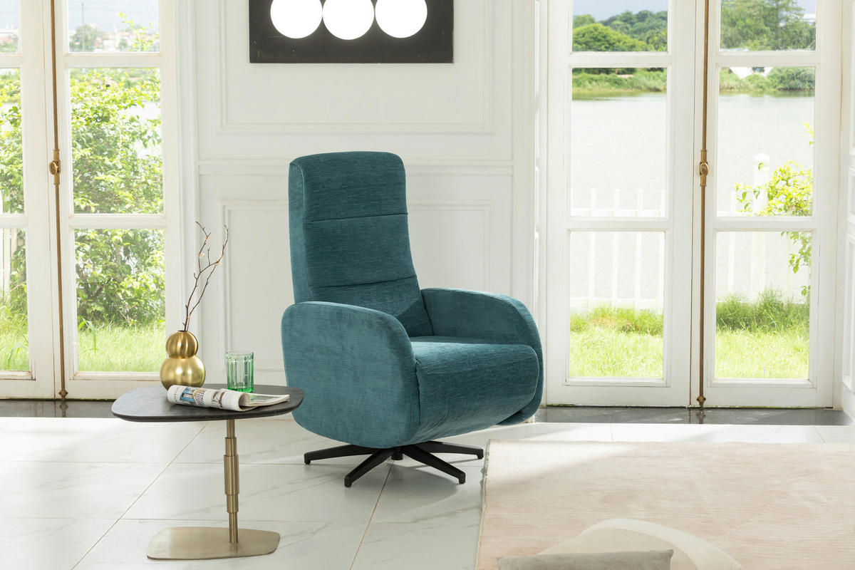 RELAXSESSEL Webstoff, Struktur    - Blau/Schwarz, MODERN, Textil/Metall (67/108/72/88/160cm) - MID.YOU