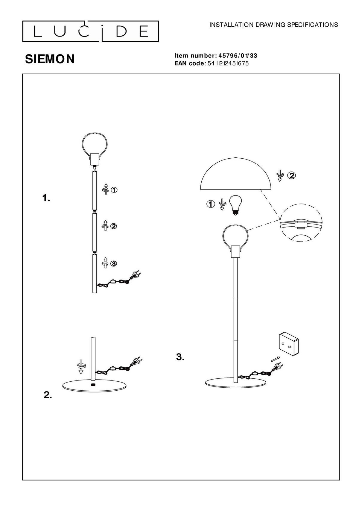 STEHLEUCHTE 160/35 cm    - Messingfarben/Grün, Design, Metall (160/35cm) - Lucide
