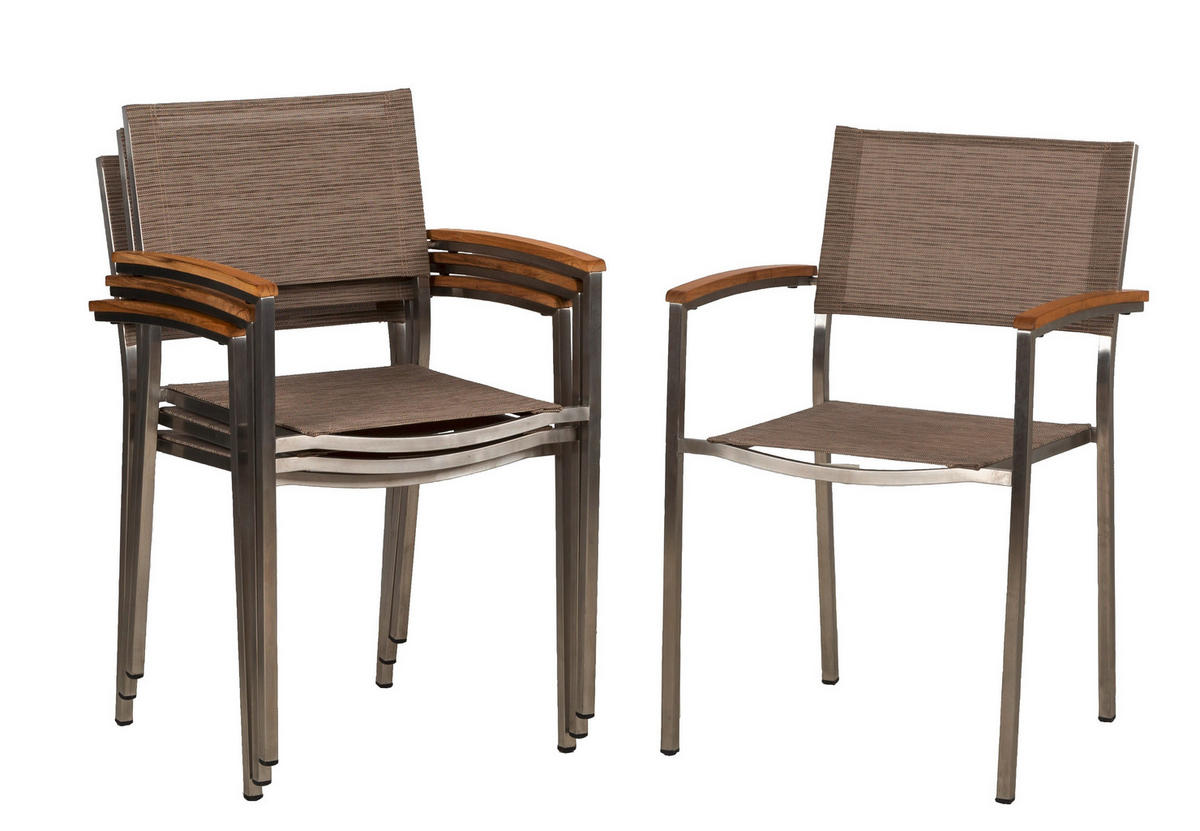 GARTENSET 5-teilig  - Platinfarben/Braun, Basics, Holzwerkstoff/Textil (150/75/90cm) - Gardenson
