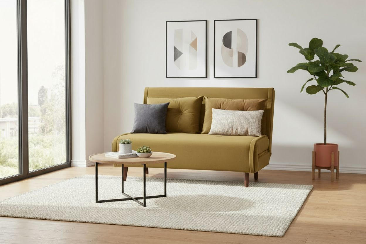 ROZKLADACIA POHOVKA, textil, žltá - žltá/farba brezy, Design, drevo/textil (122/81/88cm) - Livetastic