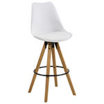BARHOCKER Lederlook Weiß, Eichefarben  - Eichefarben/Schwarz, Design, Holz/Kunststoff (48/112/56cm) - Carryhome