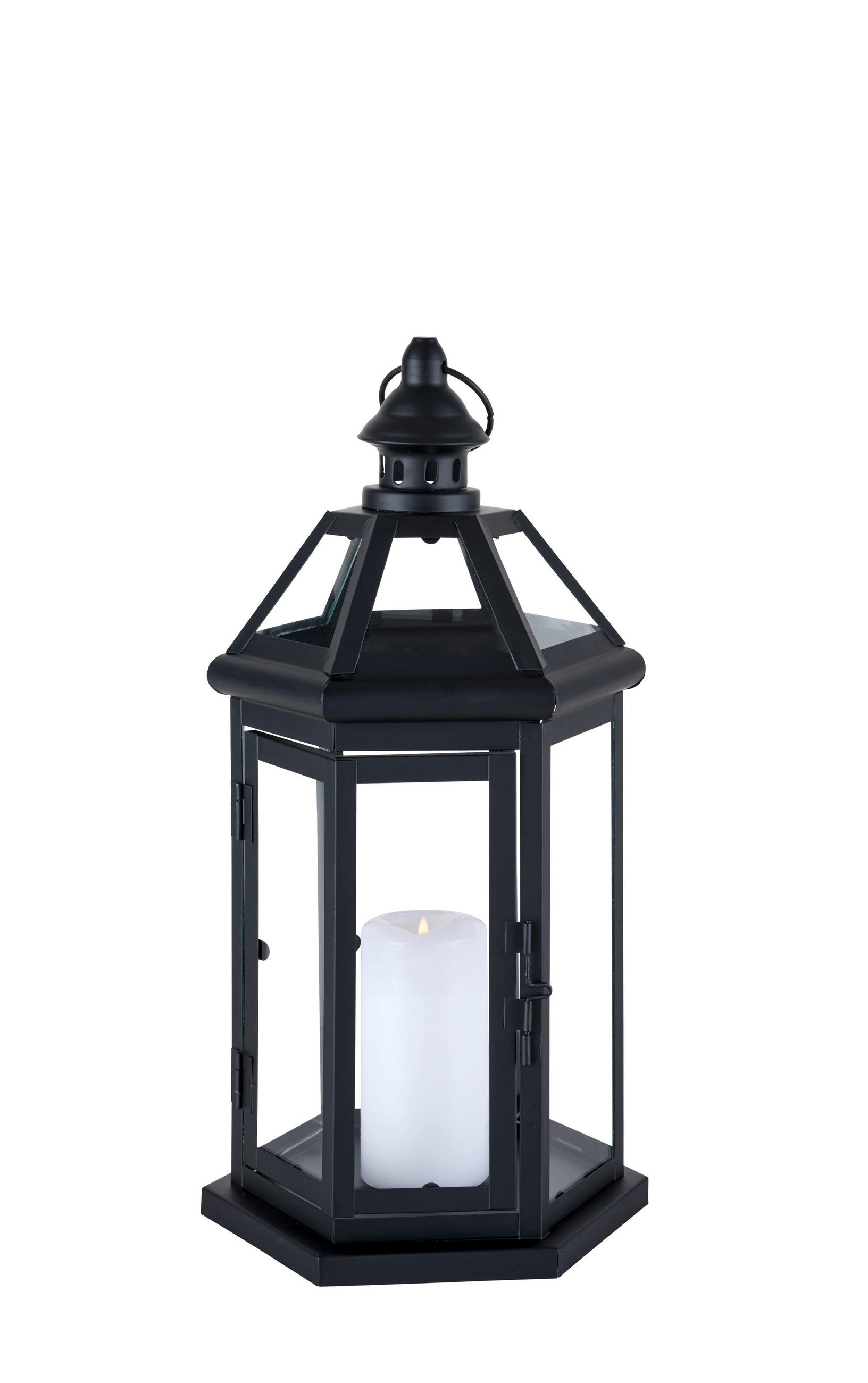 LATERNE - Schwarz, Basics, Glas/Metall (19/38/16cm) - Ambia Home