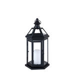 LATERNE - Schwarz, Basics, Glas/Metall (19/38/16cm) - Ambia Home