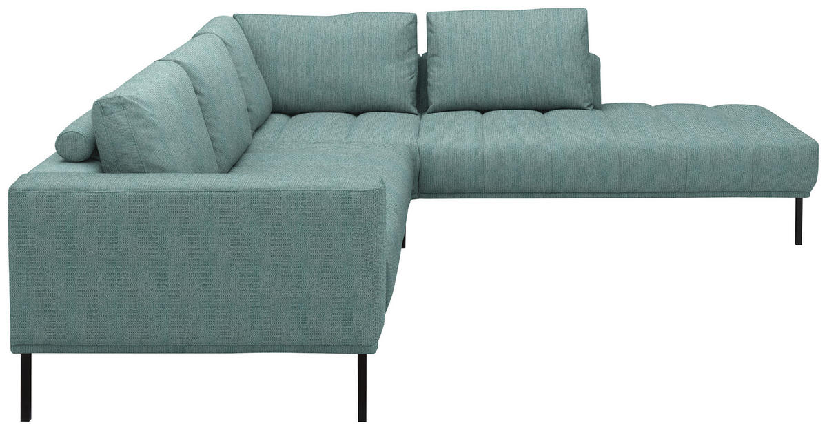 ECKSOFA  in Flachgewebe Hellblau  308/270 cm  - Schwarz/Hellblau, Design, Textil/Metall (308/270cm) - Pure Home Lifestyle