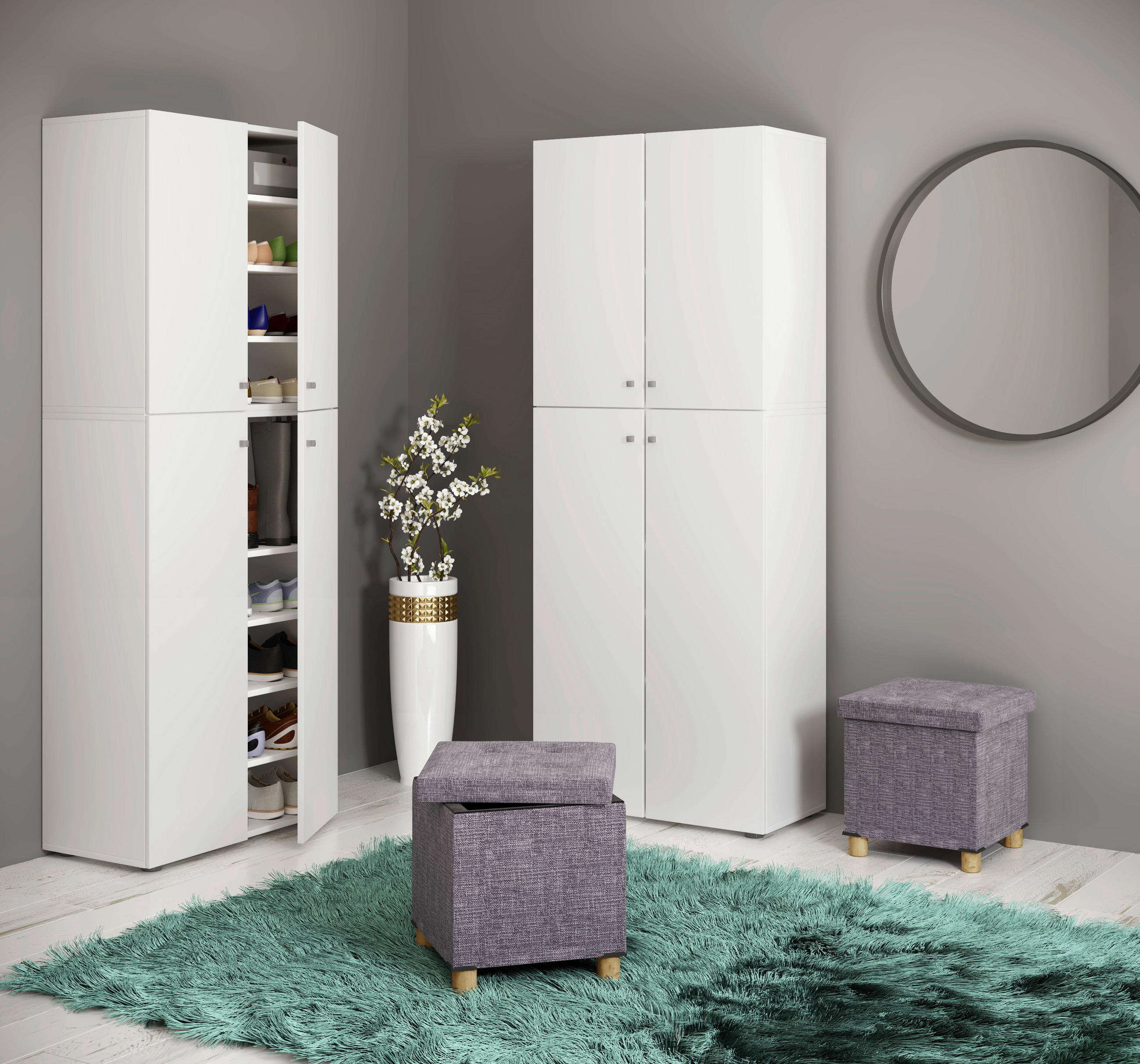 SITZBOX in Textil Hellgrau  - Hellgrau/Braun, MODERN, Holzwerkstoff/Textil (38/40/38cm) - MID.YOU