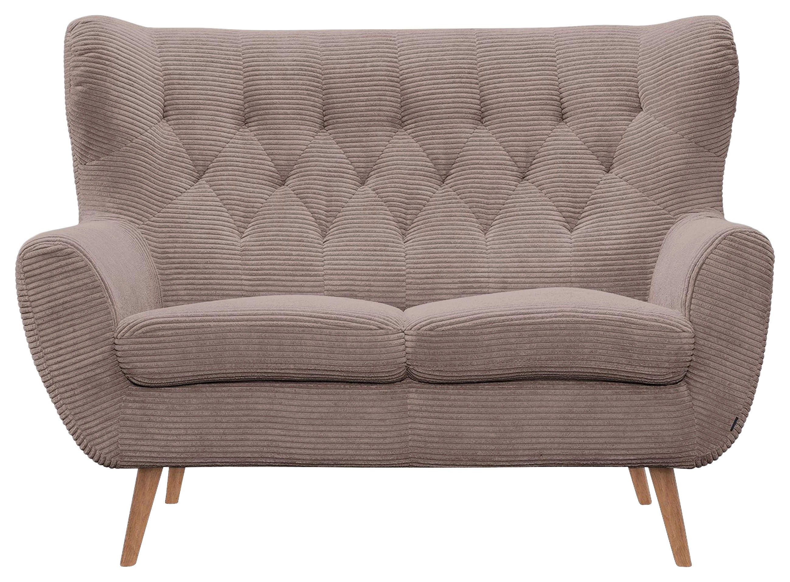 2-SITZER-SOFA in Cord Braun - Eichefarben/Braun, Design, Holz/Textil (137/101/95cm) - Stylife