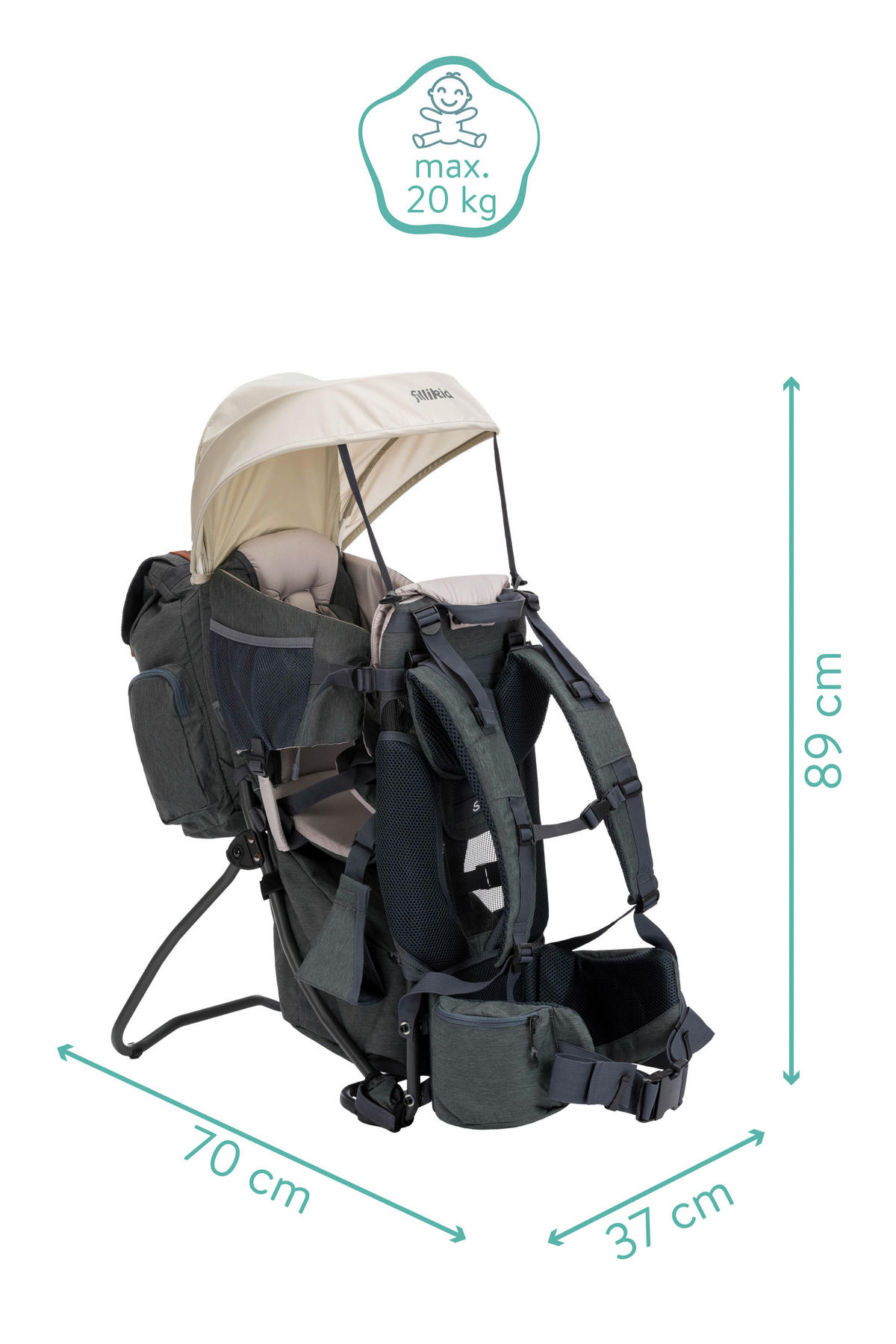 RÜCKENTRAGE Adventure  - Dunkelgrau/Beige, Basics, Textil (30/73/85cm) - Fillikid