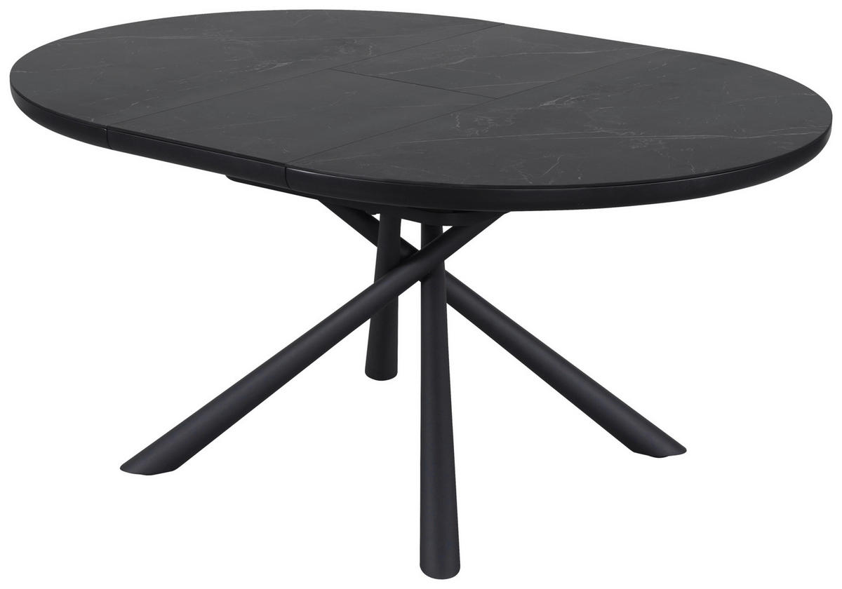 ESSTISCH Schwarz rund  ausziehbar  - Schwarz, Design, Keramik/Holzwerkstoff (120-160/120/76cm) - Novel