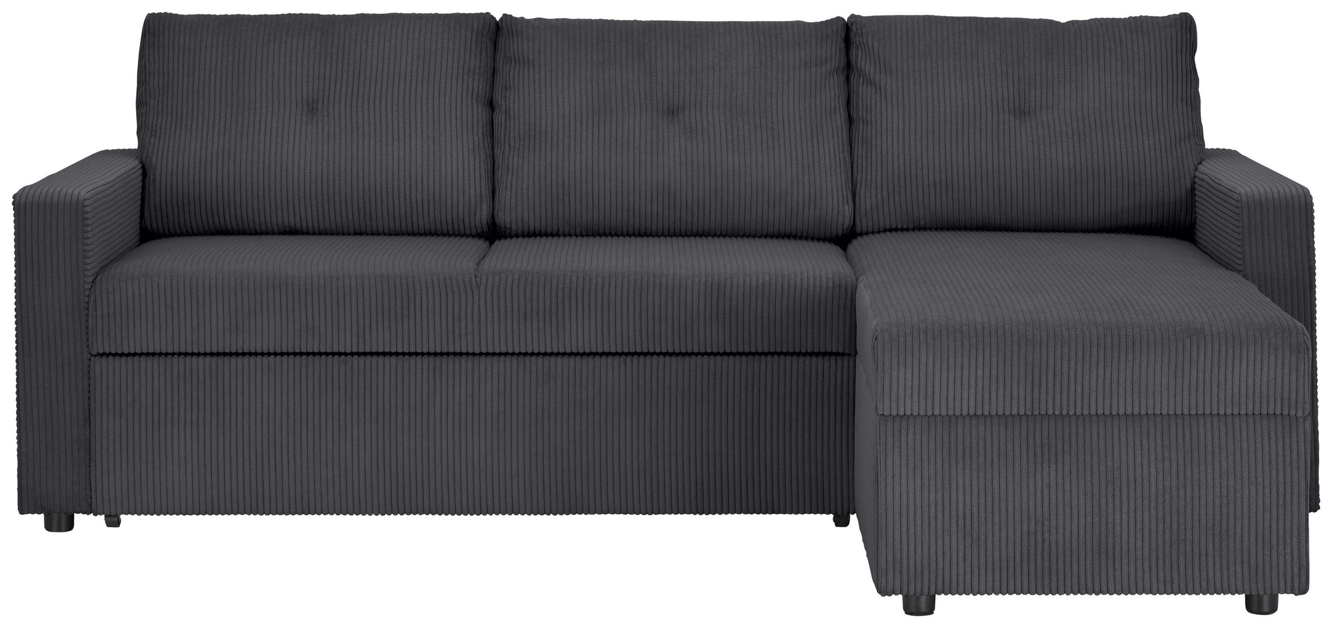 ECKSOFA Anthrazit Cord  - Anthrazit/Schwarz, KONVENTIONELL, Kunststoff/Textil (218/155cm) - Ti'me