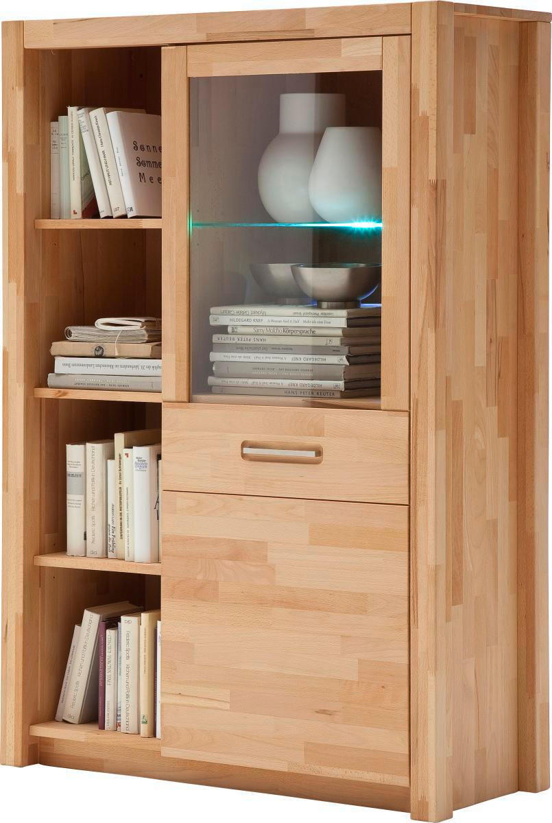 HIGHBOARD  in 98/145/40 cm  - Buchefarben/Alufarben, Design, Glas/Holz (98/145/40cm) - MID.YOU