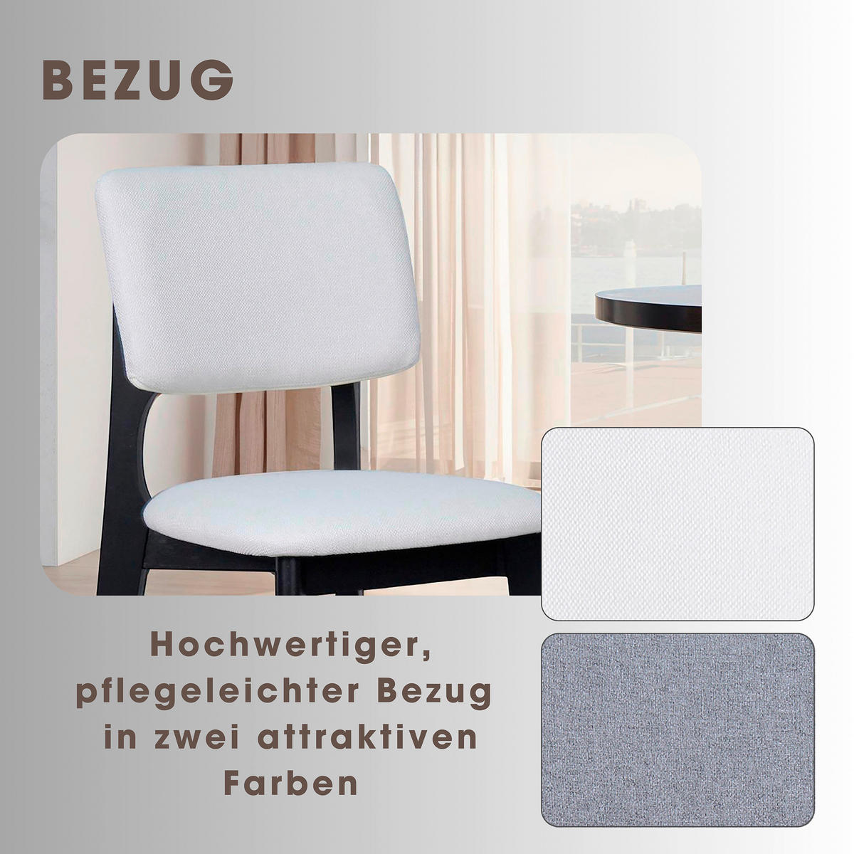STUHL-SET 2 Stück  in Webstoff  - Beige/Schwarz, MODERN, Holz/Textil (48/87/54cm) - MID.YOU