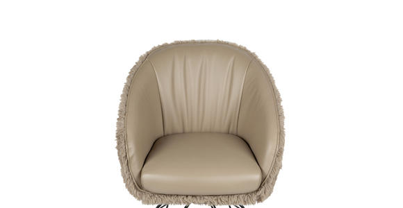 ARMLEHNSTUHL  in Eisen Teddystoff Echtleder pigmentiert  - Taupe/Schwarz, Design, Leder/Textil (59,5/83,5/63,5cm) - Belluti