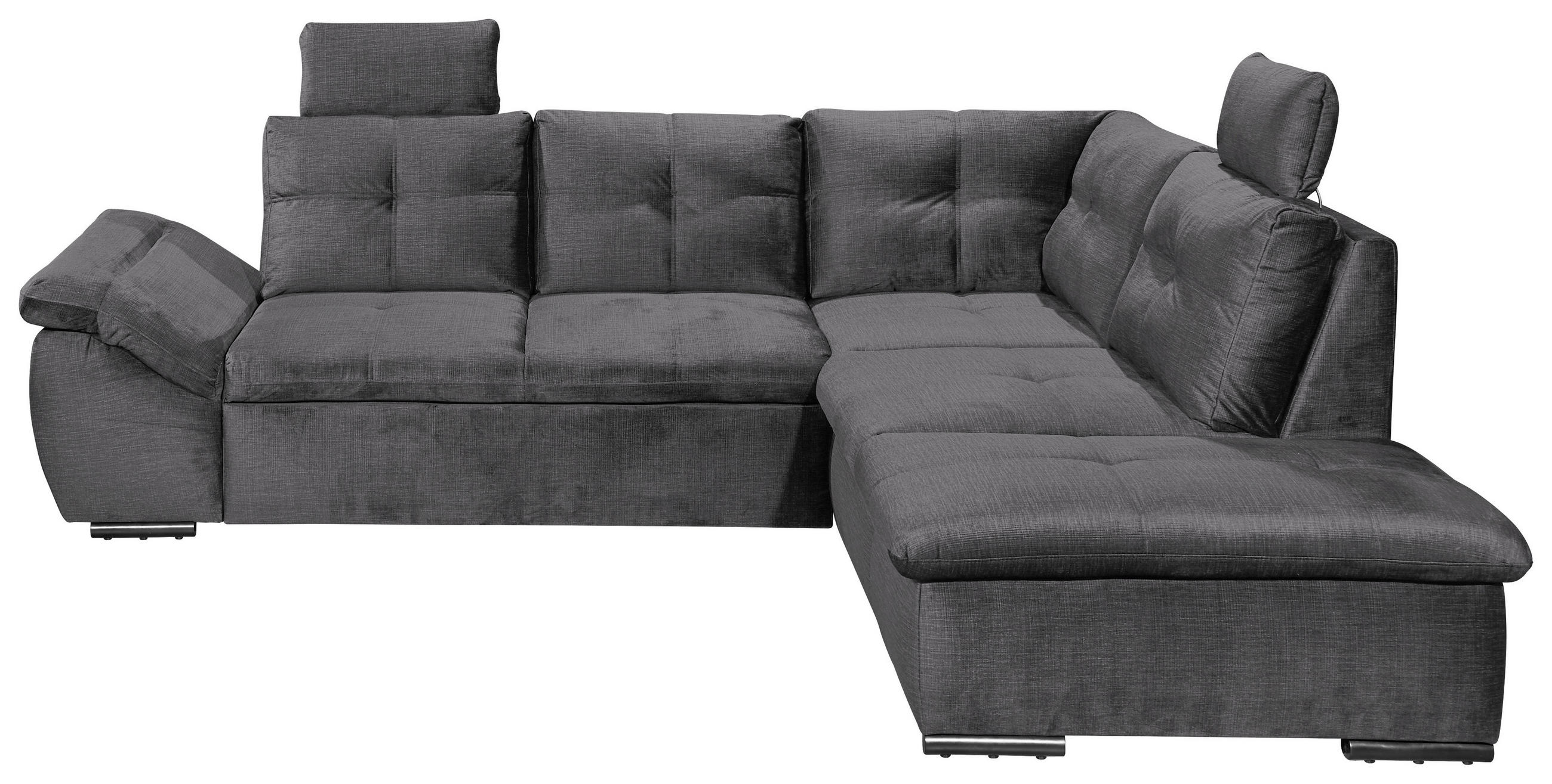 ECKSOFA in Mikrovelours Grau  - Schwarz/Grau, Konventionell, Kunststoff/Textil (265/217cm) - Carryhome