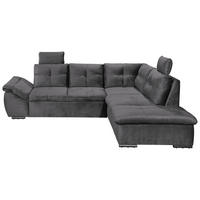 ECKSOFA in Mikrovelours Grau  - Schwarz/Grau, Konventionell, Kunststoff/Textil (265/217cm) - Carryhome