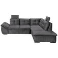 ECKSOFA  in Mikrovelours Grau  - Schwarz/Grau, KONVENTIONELL, Kunststoff/Textil (265/217cm) - Carryhome