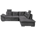 ECKSOFA  in Mikrovelours Grau  - Schwarz/Grau, KONVENTIONELL, Kunststoff/Textil (265/217cm) - Carryhome