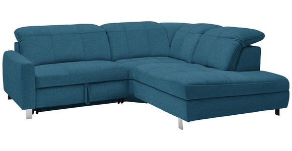 WOHNLANDSCHAFT in Textil Blau - Chromfarben/Blau, Design, Textil/Metall (251/221cm) - Dieter Knoll