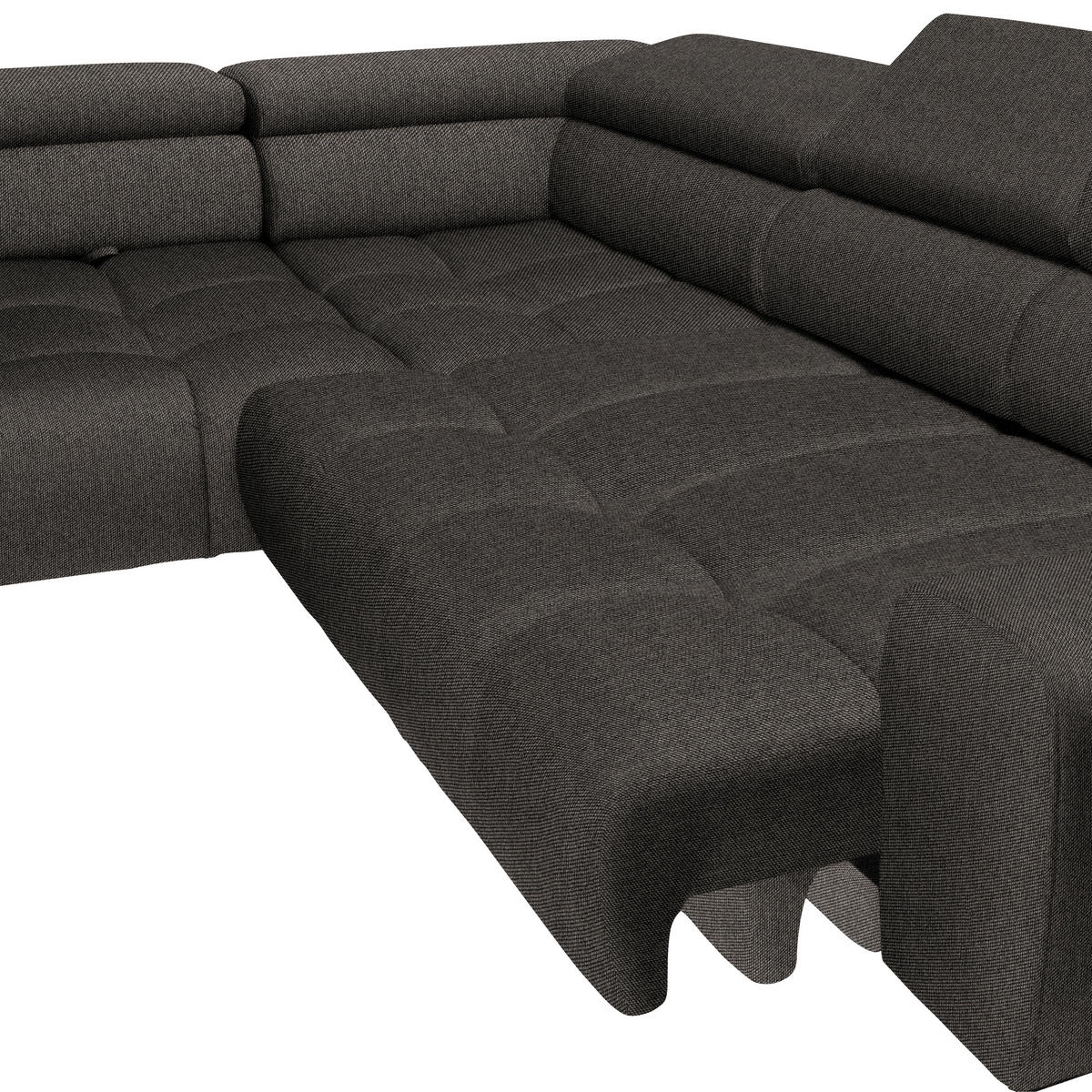 ECKSOFA in Webstoff Graubraun  - Graubraun/Schwarz, Design, Textil/Metall (216/300cm) - Welnova