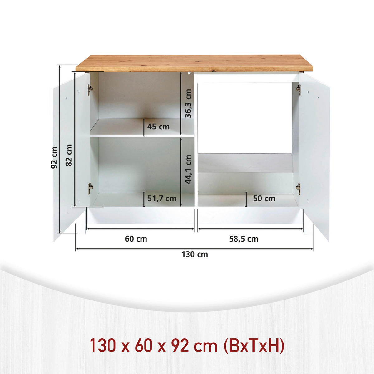 KÜCHENLEERBLOCK   in Weiß, Eiche Artisan  - Silberfarben/Weiß, MODERN, Glas/Holzwerkstoff (370/167/60cm) - home24