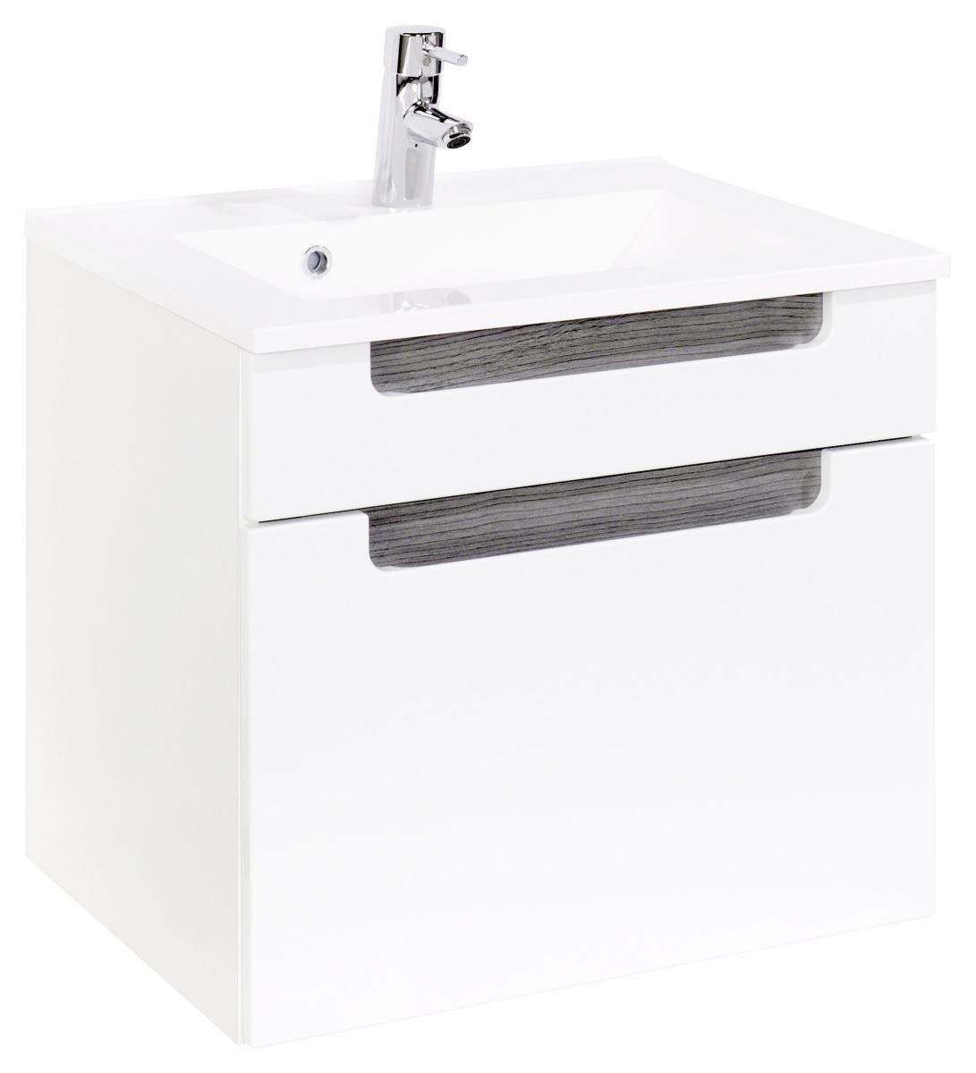 Held SKRINKA S UMÝVADLOM, biela, farba strieborného duba, biela, 60 cm