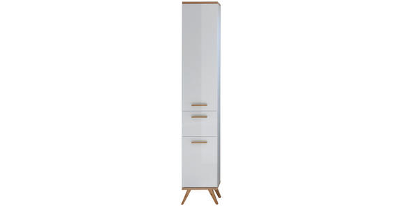 HOCHSCHRANK 35,5/205/33,0 cm  - Eichefarben/Weiß, KONVENTIONELL, Glas/Holzwerkstoff (35,5/205/33,0cm) - Xora