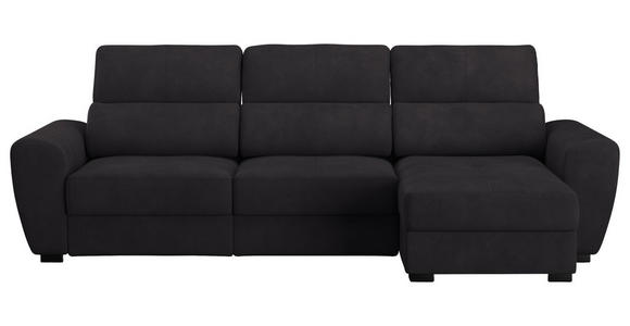 ECKSOFA Schwarz Mikrofaser Bettkasten, Schlaffunktion, Rücken echt, Liegefläche im Originalstoff  - Schwarz, KONVENTIONELL, Kunststoff/Textil (285/177cm) - Carryhome