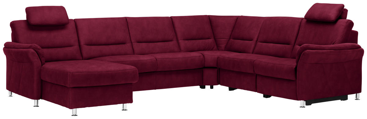 SOFFA i mikrofiber vinröd  - vinröd/aluminiumfärg, Klassisk, metall/textil (173/330/262cm) - Beldomo System