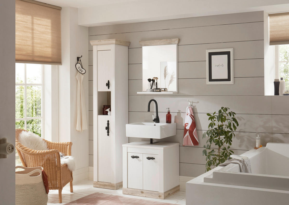 BADEZIMMER 3-teilig  in  - Schwarz/Pinienfarben, Design, Holzwerkstoff/Metall (122/200/46cm) - MID.YOU